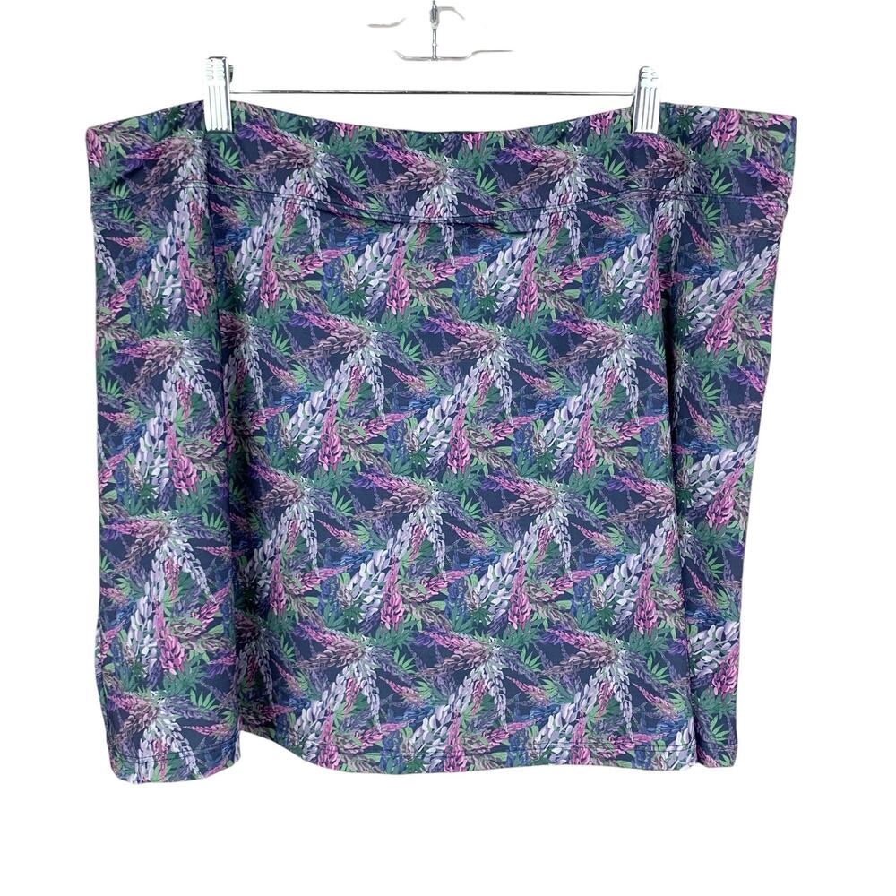 Youer Skort Purple Flowers Cactus Shorts Pull On Stretchy Pockets Womens XXL 2XL